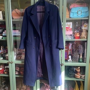 Navy Double-Breasted Wool Coat
